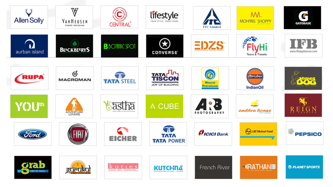 Logos of 140+ national and international brands Harsshad has worked with